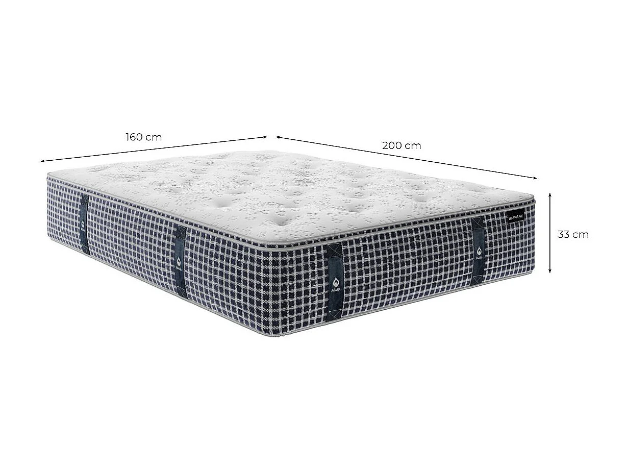 Matelas à mémoire de forme HAn'en + ressorts ensachés - 33cm d'épaisseur - 140 x 190cm