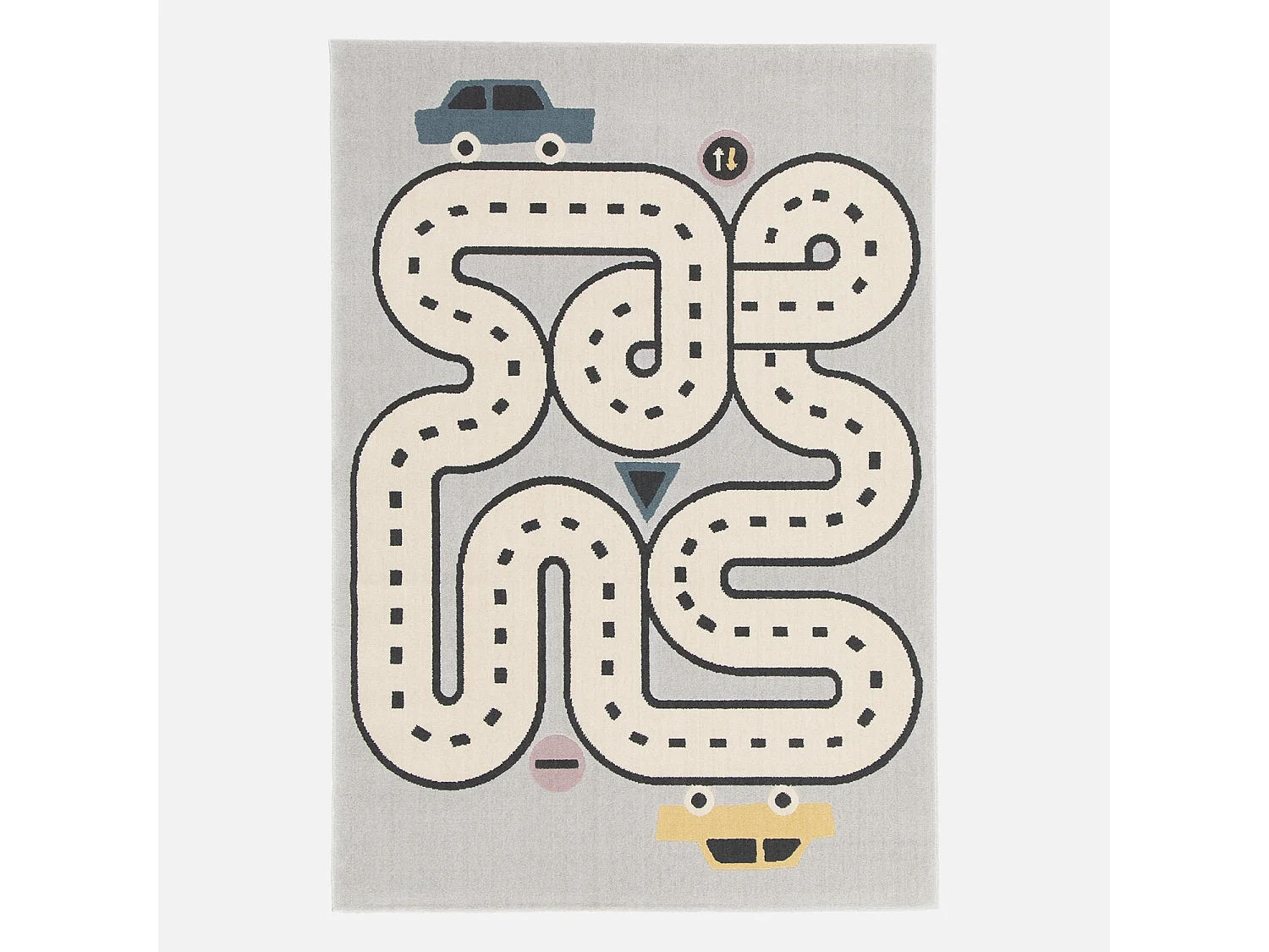 Tappeto per bambini, circuito automobilistico grigio chiaro,