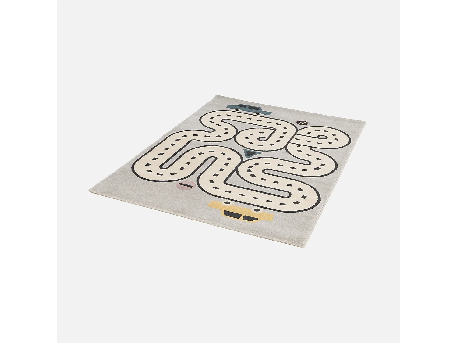 Tappeto per bambini, circuito automobilistico grigio chiaro,