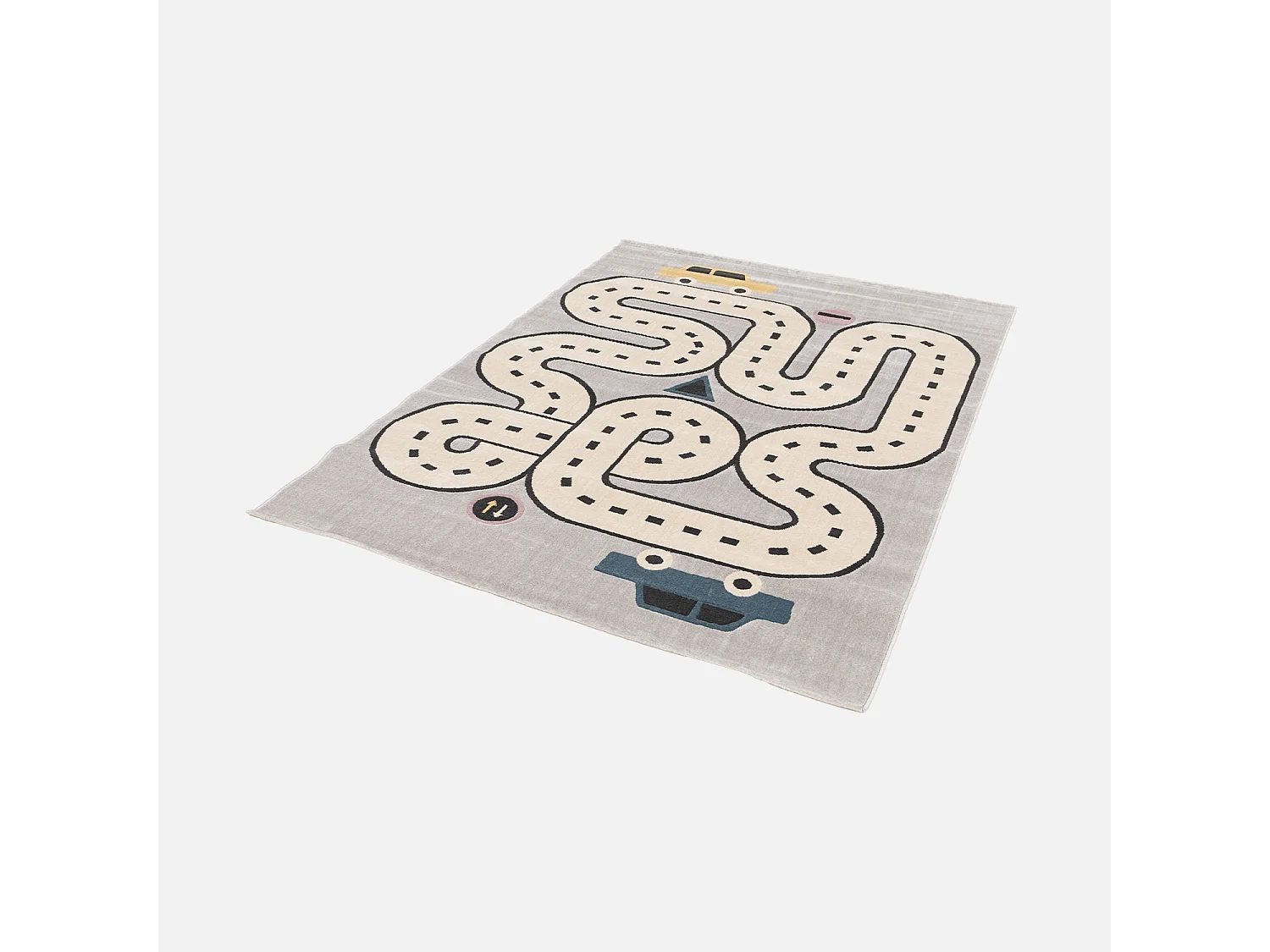 Tappeto per bambini, circuito automobilistico grigio chiaro,