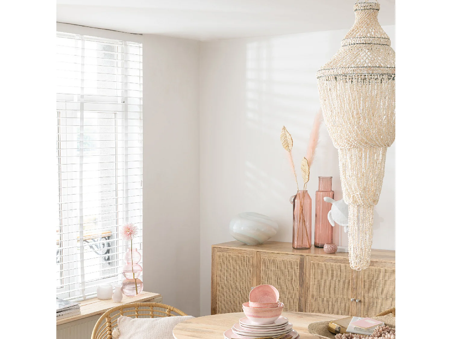 Lampe Suspension Coquillage "Daisy" 176cm Naturel