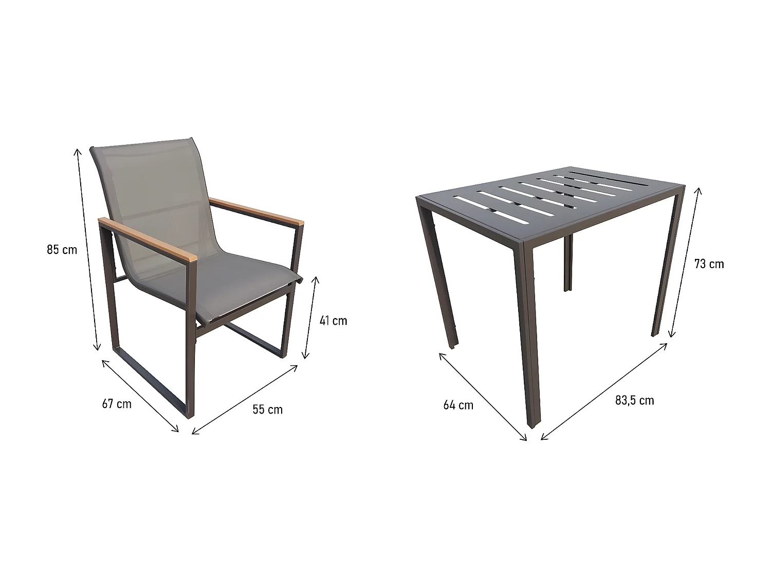 Móveis de jardim para varanda "Liam" - 2 lugares - Marrom/Cinza