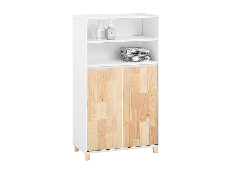 SoBuy Mobiletto bagno Credenza con portabiancheria rimovibile Bianco 64x33x110cm BZR143-WN