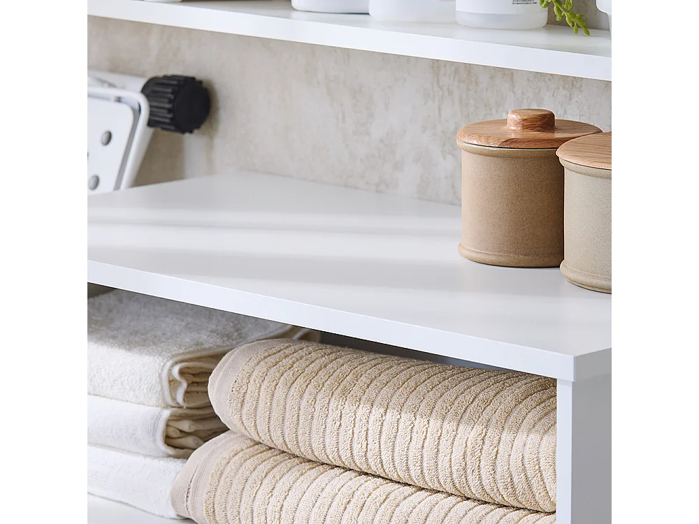 Armario de baño con cesto para Colada Mueble Auxiliar para baño con Estante con 2 estantes y 1 Puerta Blanco 64 x 33 x 110 cm BZR143-WN SoBuy ES