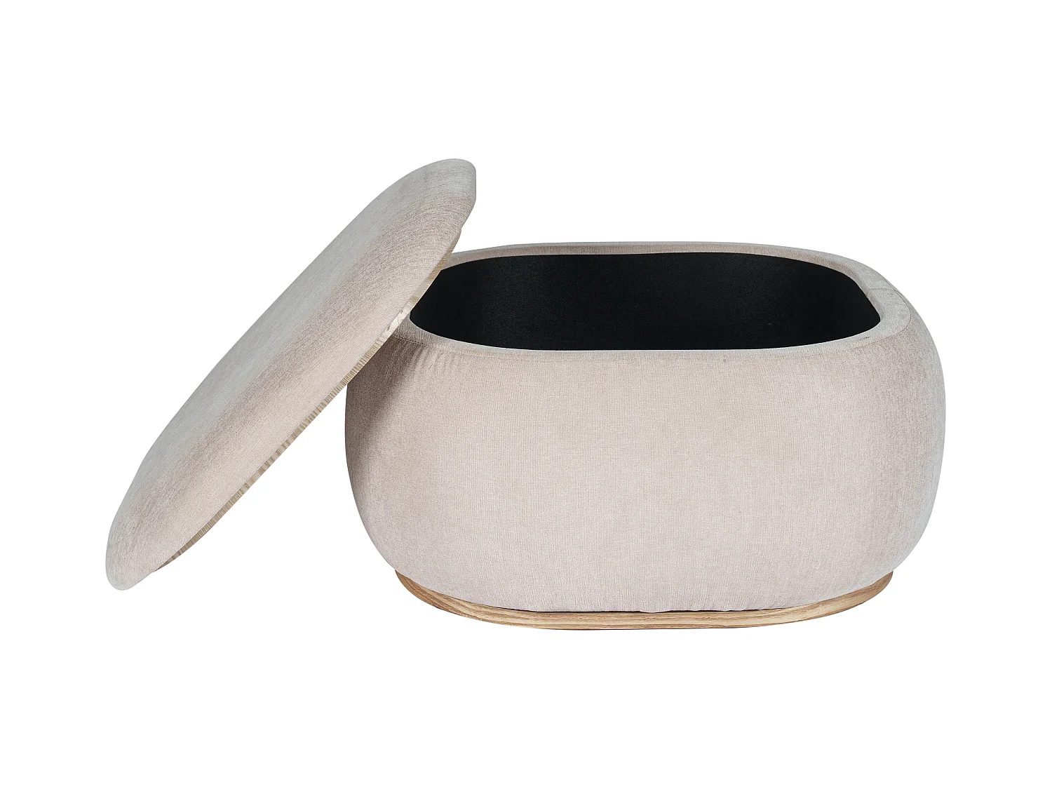 Pouf coffre de rangement en tissu texturé beige TINETIA