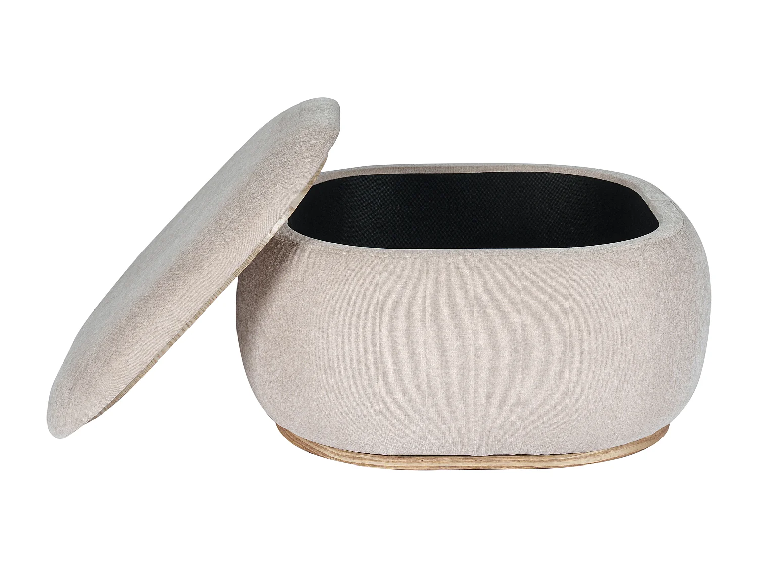 Poef met opbergruimte van beige stof met textuur TINETIA