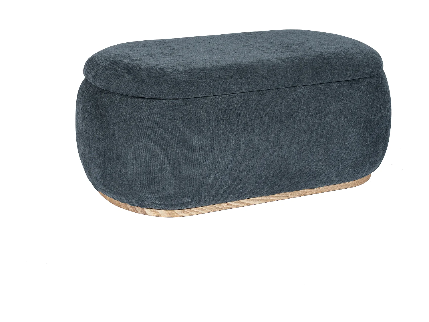 Pouf coffre de rangement en tissu texturé bleu MOPILO