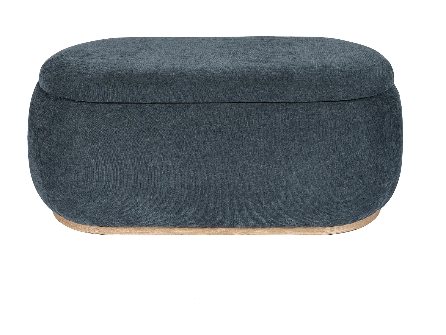 Pouf coffre de rangement en tissu texturé bleu MOPILO