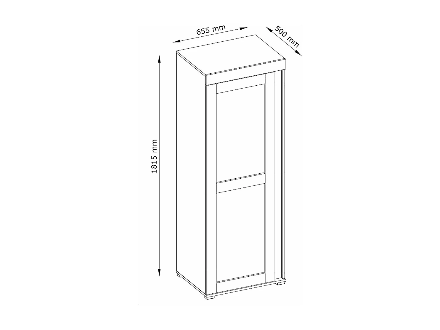 VITRINE Avignon Edeleiche / Absetzungen schwarz, Rückwand weiß 65,5 / 50 / 181,5cm