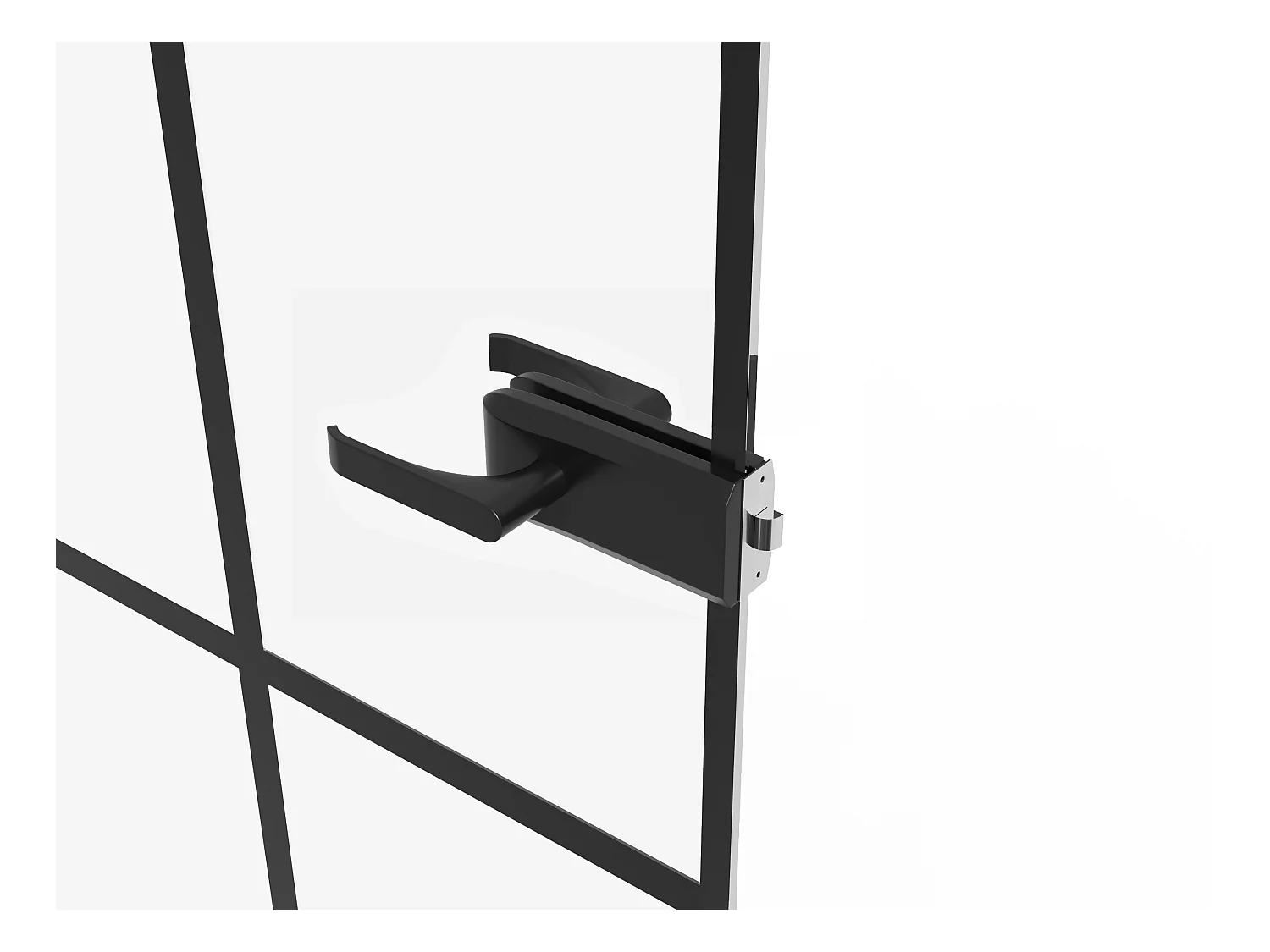 Vendbar dør uden ramme i hærdet glas - Sort - H204 x L93 cm - SEROTO