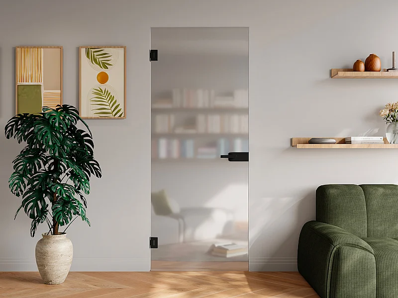 Porta reversível sem moldura em vidro temperado fosco A204 x C83 cm - BRUMEA