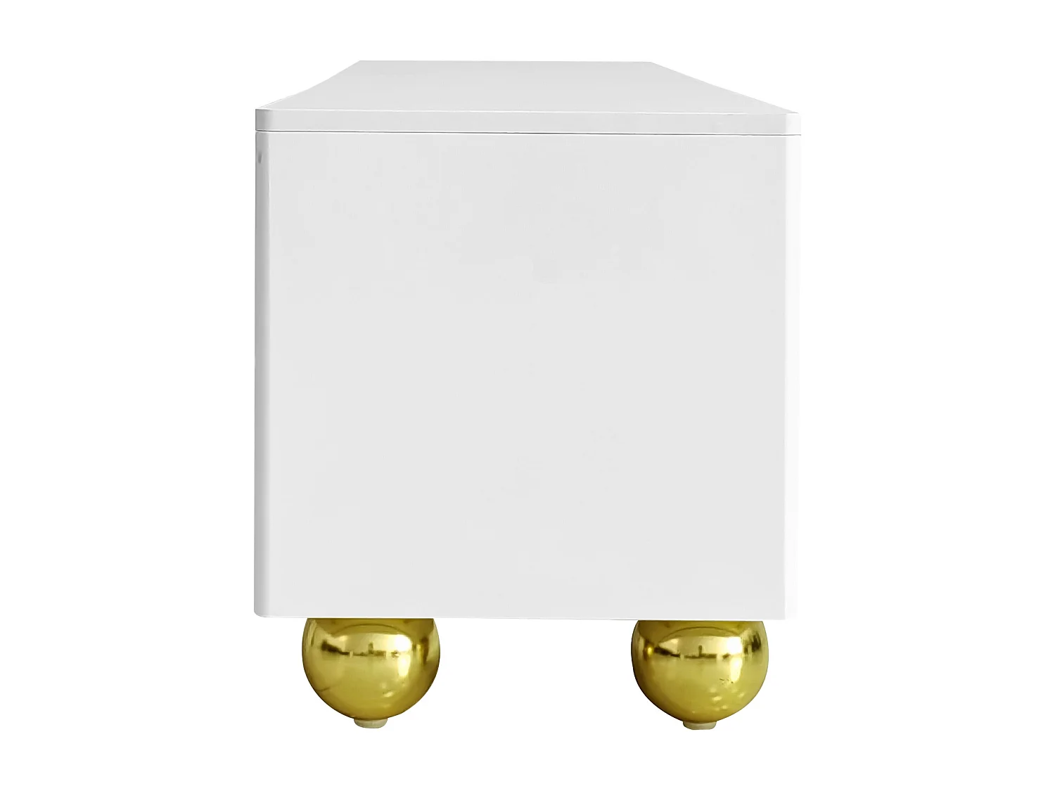 Meuble TV moderne - avec étagères réglables - en panneaux de particules - Blanc & Doré