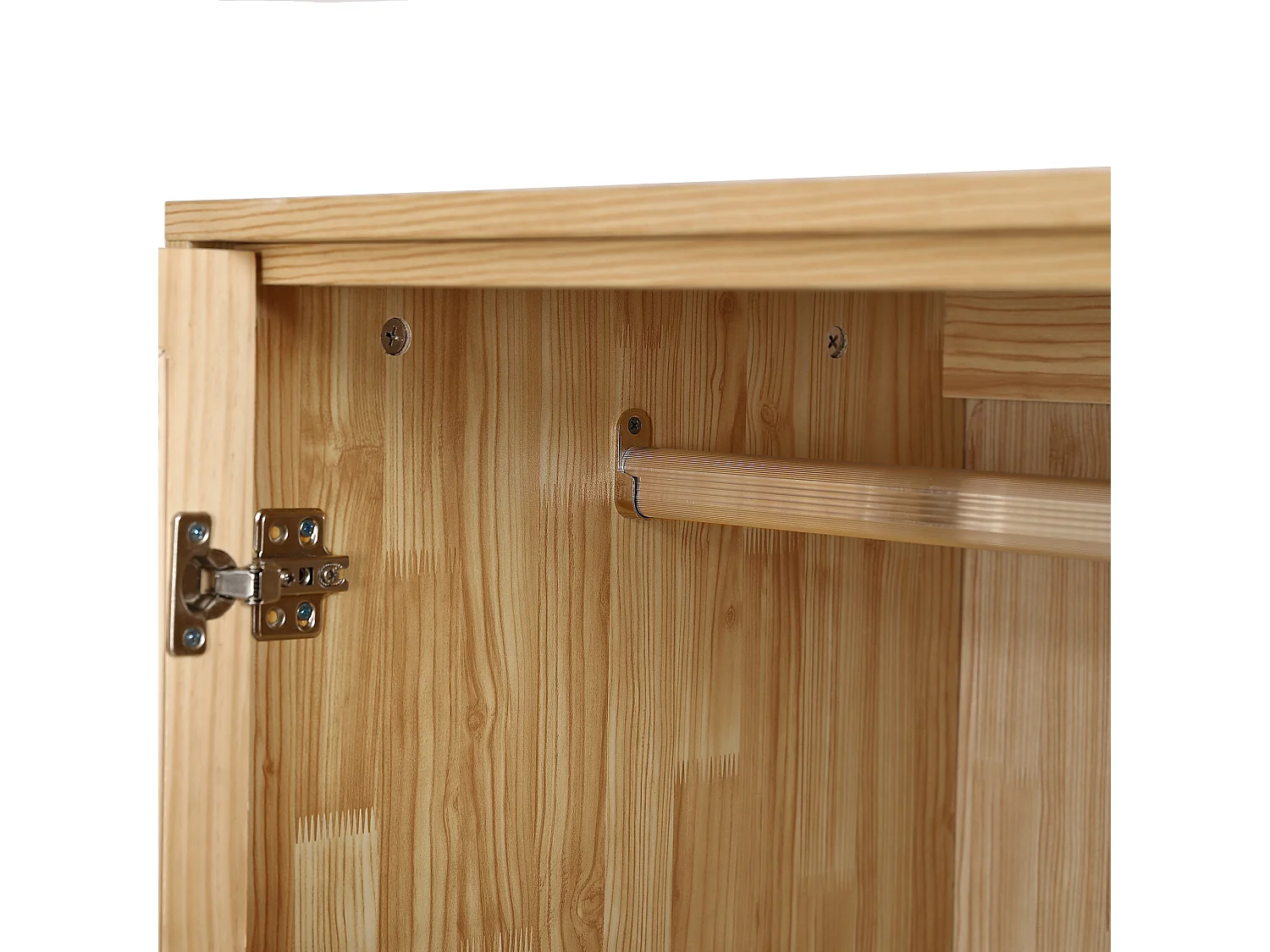 Kledingkast met roede - 2 rotan gaasdeuren en 1 klepvak - Naturel