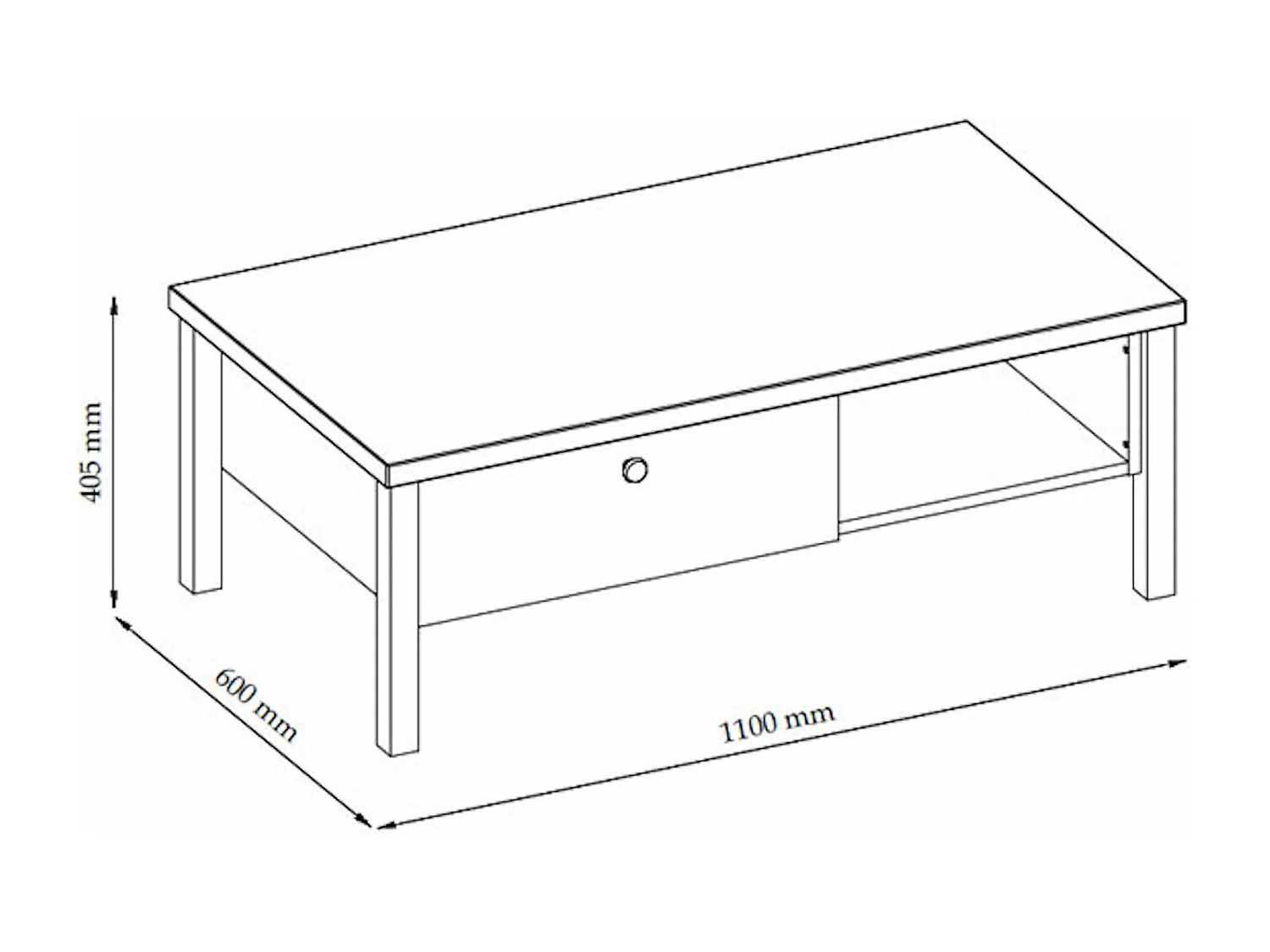 Couchtisch Melini schiefergrau / Eiche Delano hell 110 / 60 / 40 cm