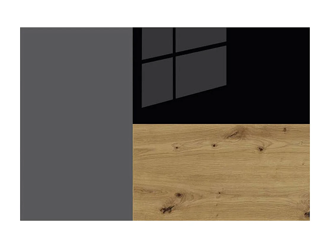 WINKELKÜCHE Florence lava matt / RAL 9005 tiefschwarz Hochglanz (K7); eiche artisan; schwarz matt; Arbeitsplatte eiche artisan 19-teilig