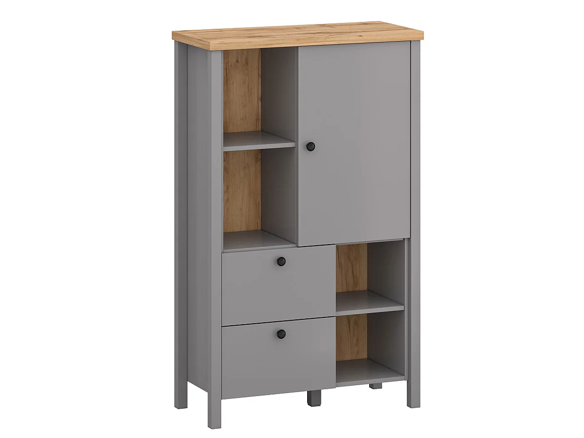 HIGHBOARD Melini schiefergrau / Eiche Delano hell 85 / 38 / 139 cm