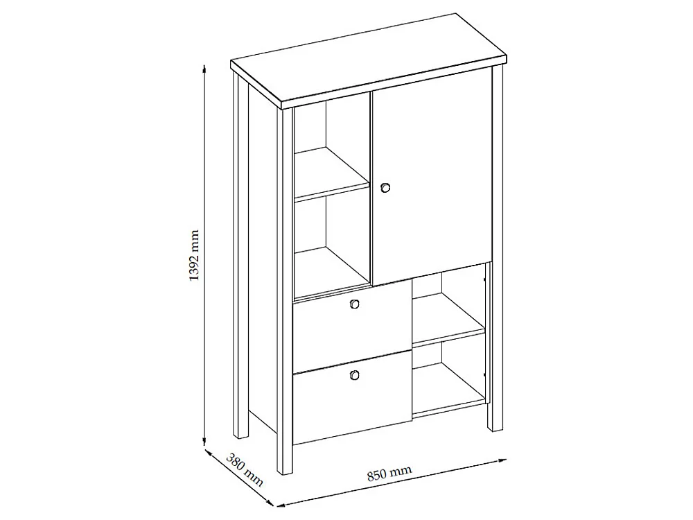 HIGHBOARD Melini schiefergrau / Eiche Delano hell 85 / 38 / 139 cm