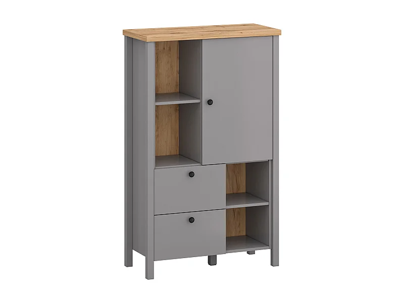 Highboard Melini schiefergrau / Eiche Delano hell 85 / 38 / 139 cm