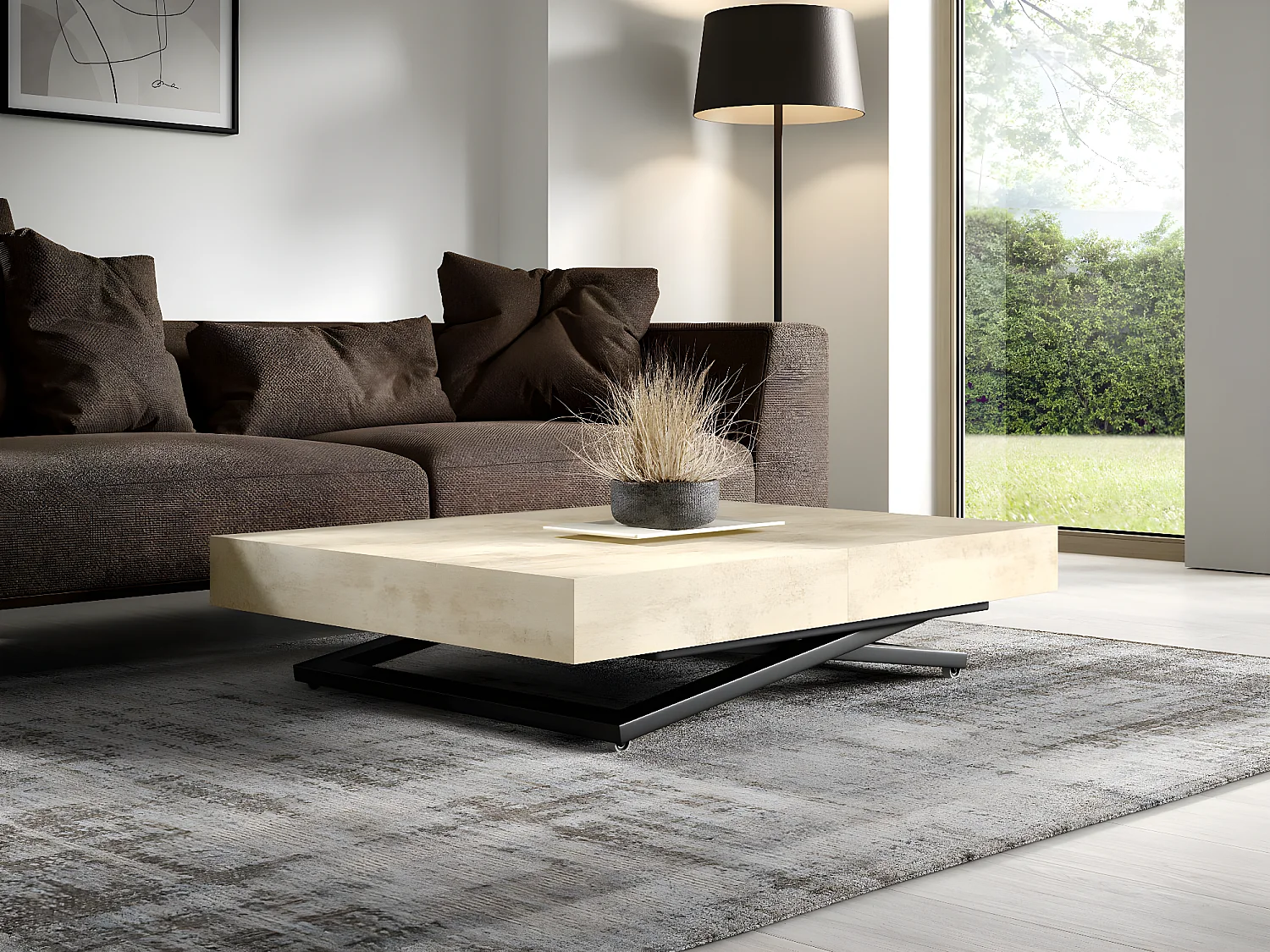 COUCH-/ESSTISCH Sanna U Chromix weiß 120 - 200 / 80 / 27 - 80cm