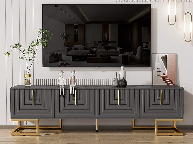Meuble TV Avec Lumières LED RGB - Gris Béton 140cm - VidaXL - Design Moderne Et Rangement Pratique