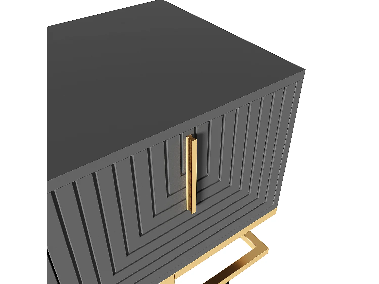 170 cm TV-Schrank – mit verstellbaren Regalen – goldene Griffe und Füße – Grau