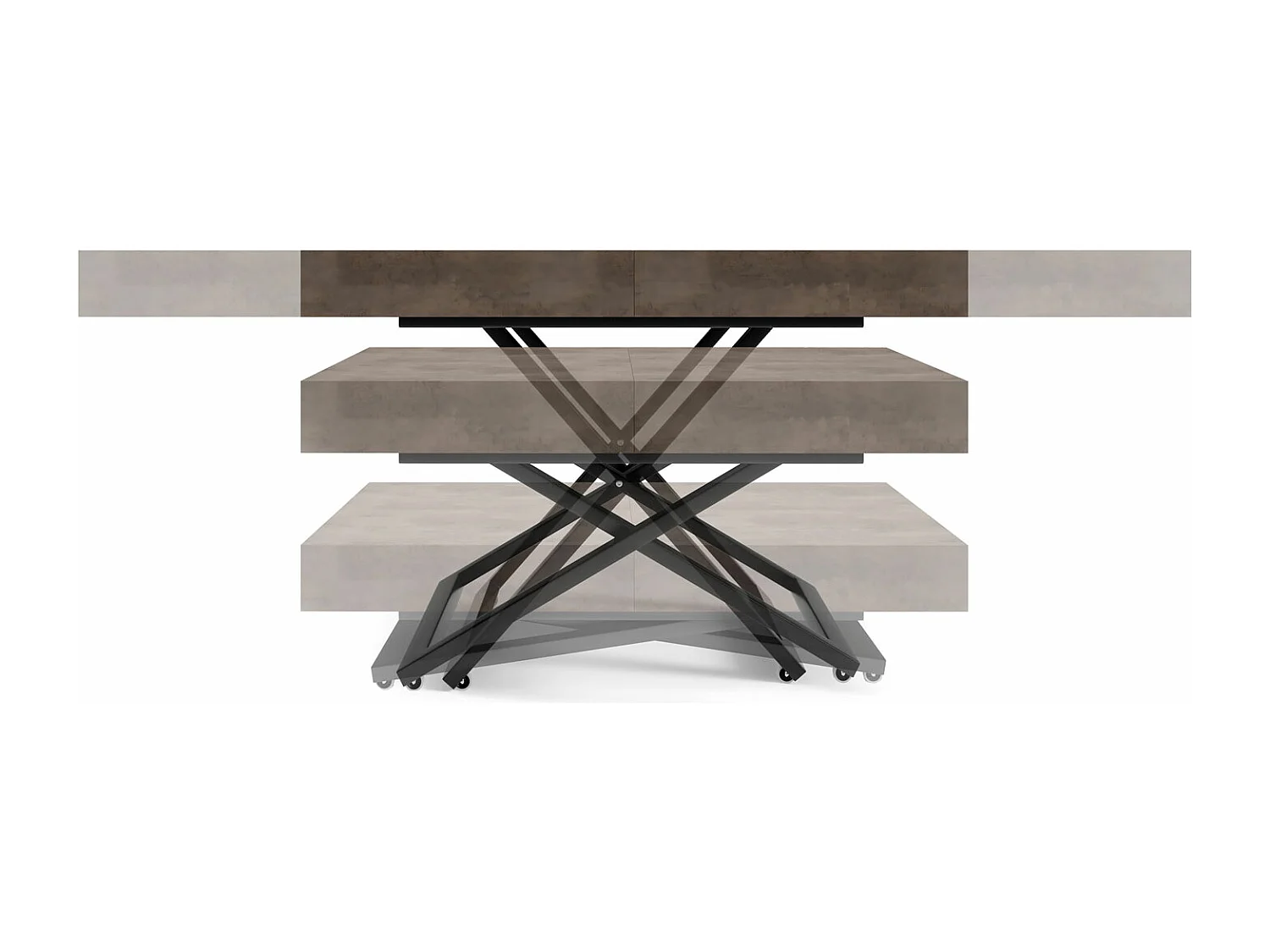 COUCH-/ESSTISCH Sanna U Pietra Grigia schwarz 120 - 200 / 80 / 27 - 80cm