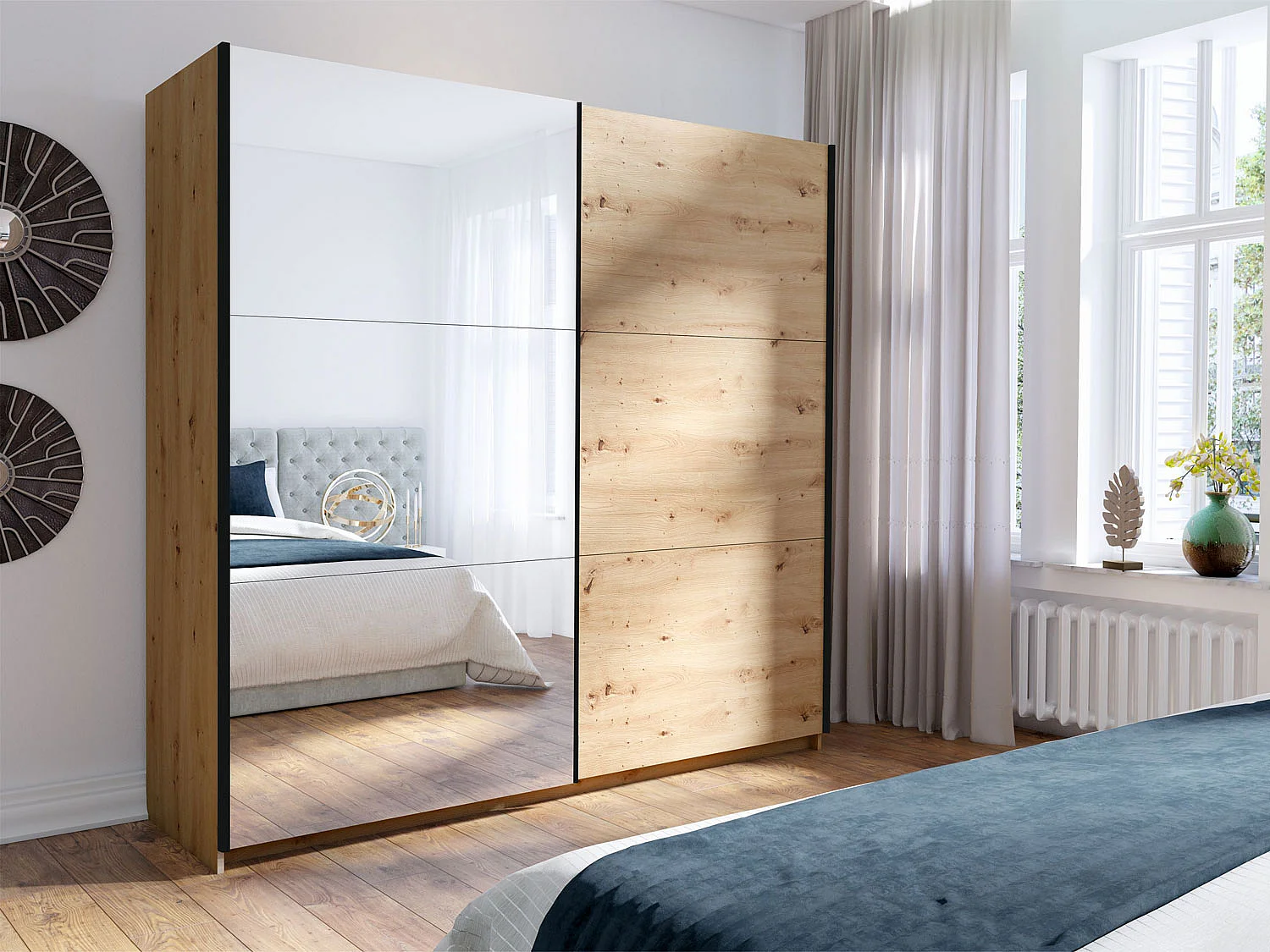 SCHWEBETÜRENSCHRANK Arsala artisan eiche 150 cm / 62 cm / 207 cm