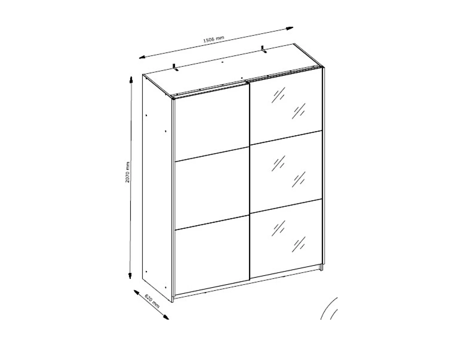 SCHWEBETÜRENSCHRANK Arsala artisan eiche 150 cm / 62 cm / 207 cm