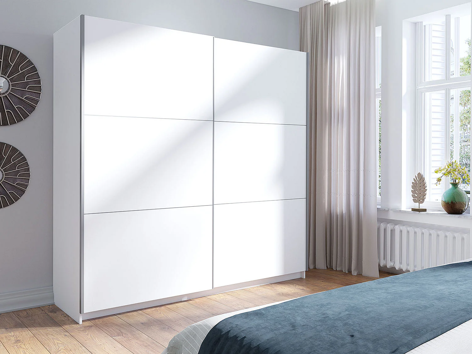 SCHWEBETÜRENSCHRANK Arsala weiß 200 cm / 62 cm / 207 cm