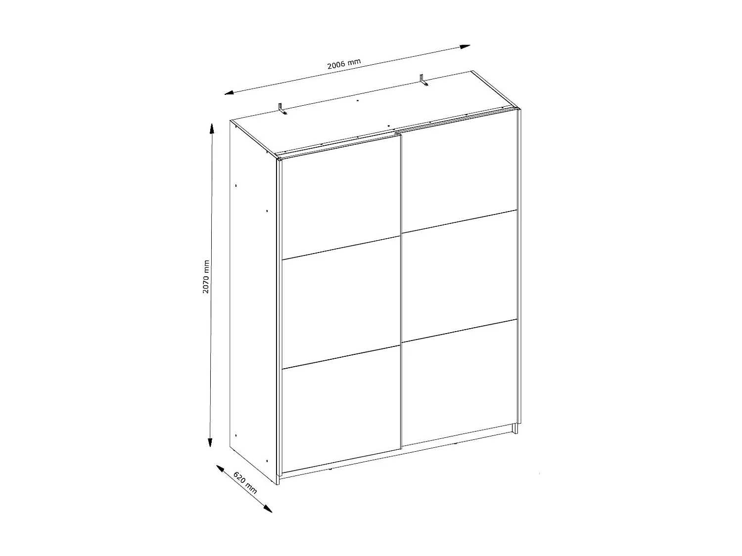 SCHWEBETÜRENSCHRANK Arsala weiß 200 cm / 62 cm / 207 cm