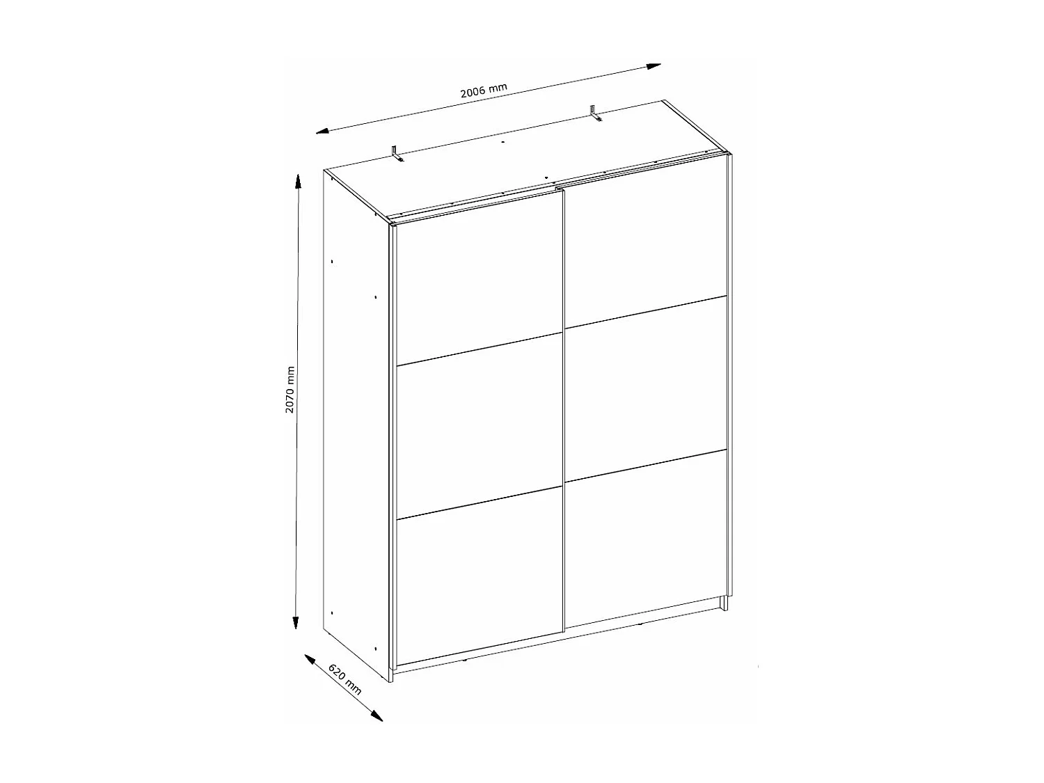 SCHWEBETÜRENSCHRANK Arsala sonoma eiche 200 cm / 62 cm / 207 cm