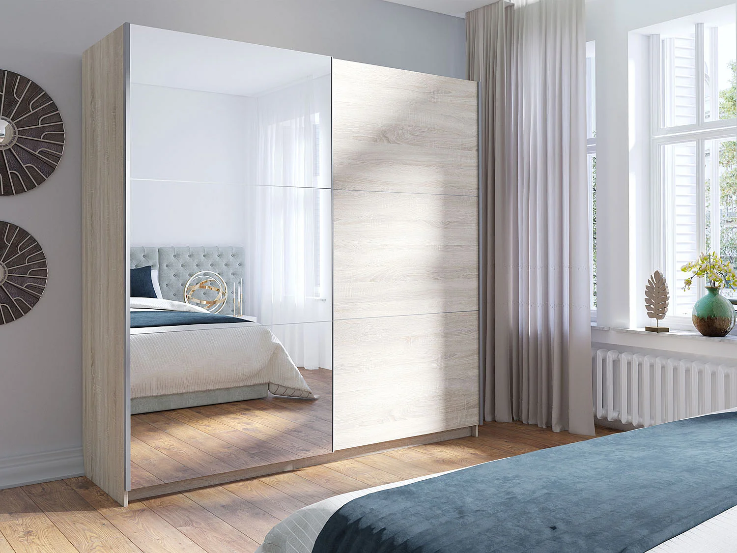 SCHWEBETÜRENSCHRANK Arsala sonoma eiche 200 cm / 62 cm / 207 cm