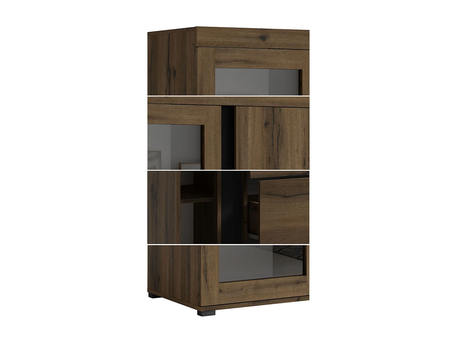 KOMMODE Avignon Edeleiche / Absetzungen schwarz, Rückwand weiß 160,2 / 50 / 91,2cm