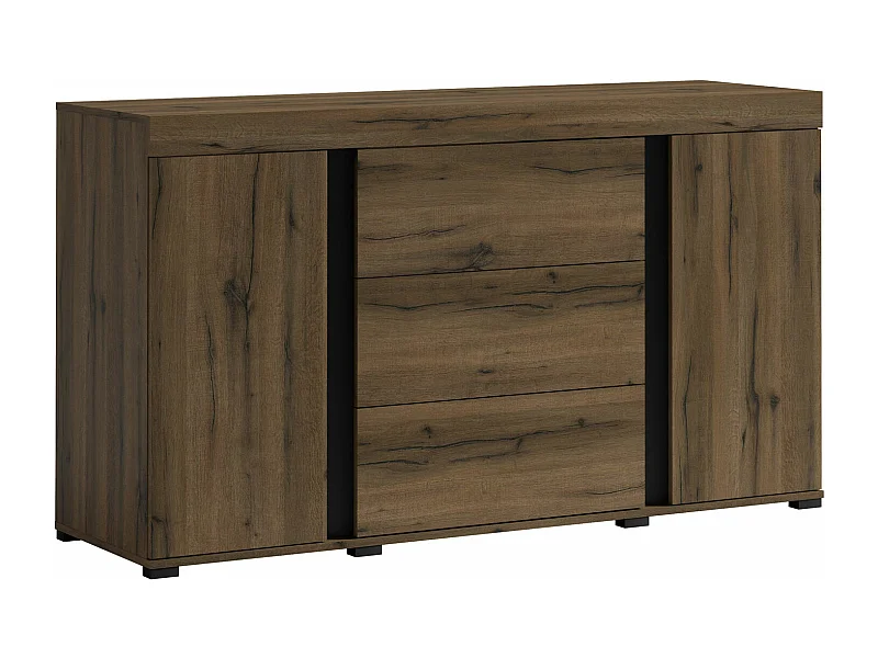 KOMMODE Avignon Edeleiche / Absetzungen schwarz, Rückwand weiß 160,2 / 50 / 91,2cm