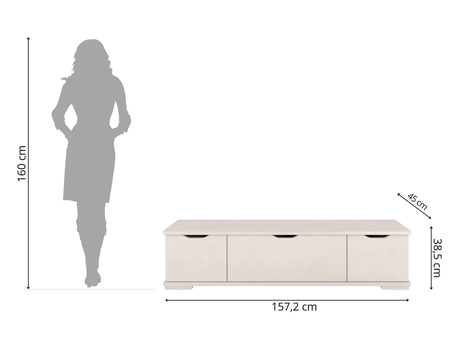 Massivholz-tv-schrank Arhus, buche - lackiert, weiß