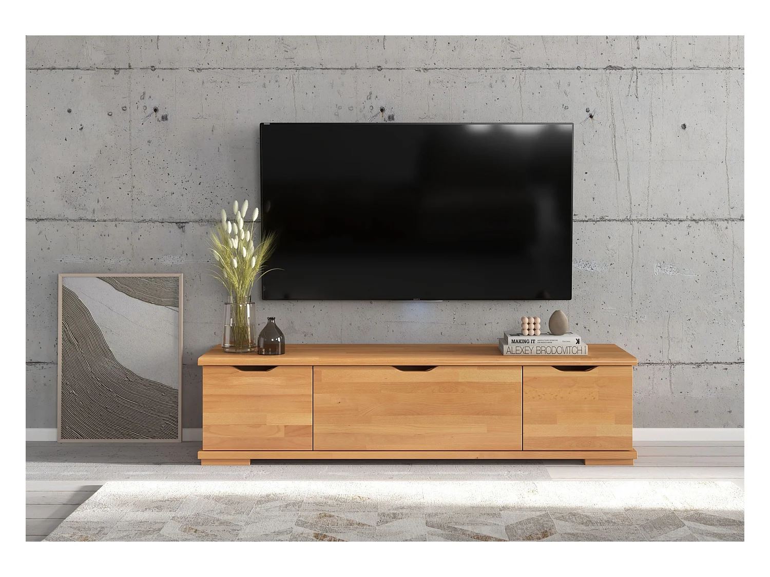 Meuble tv en bois hêtre VISBY ARHUS avec tiroirs / naturelle