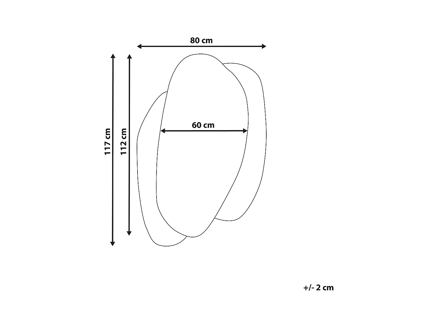 Rahmenloser Wandspiegel Marmor Optik weiß asymmetrisch 80x117 cm Deko Pannes