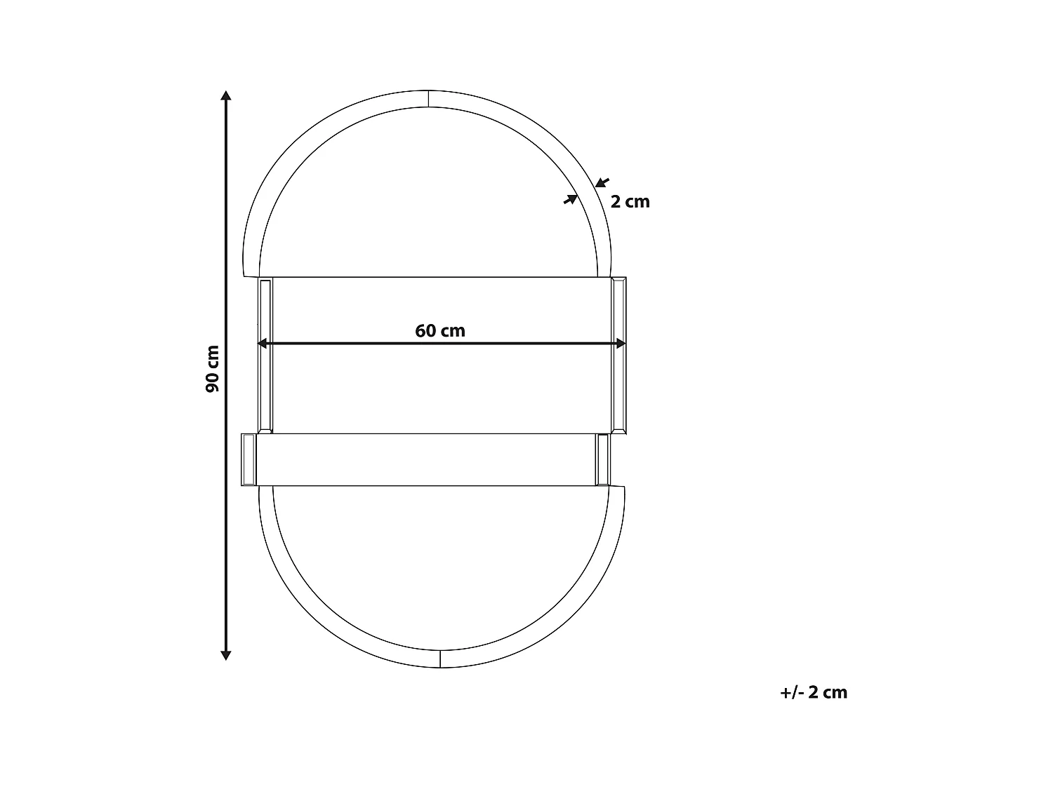 Wandspiegel MICHERY 60 cm 90 cm Zwart