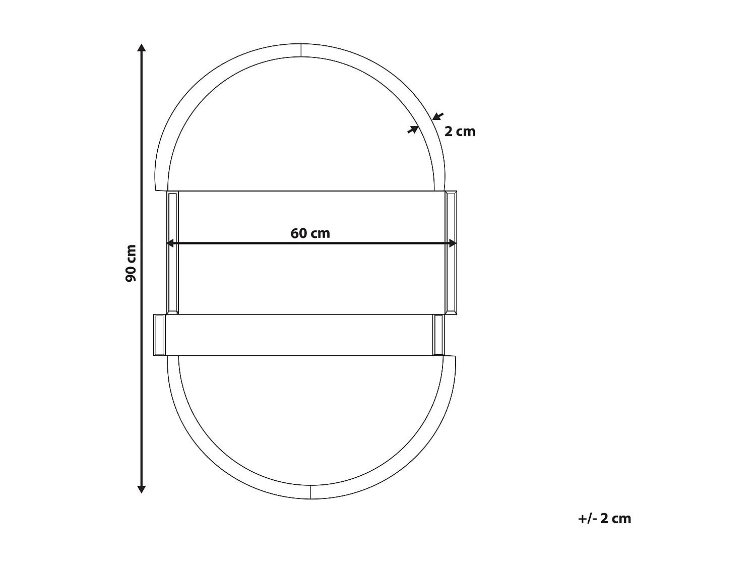 Wandspiegel mit schmalem Rahmen schwarz asymmetrisch 60 x 90 cm modern Michery