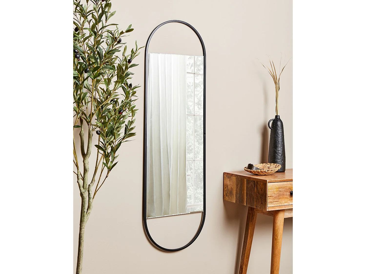 Miroir VALLERY 40 cm 120 cm Métal Noir