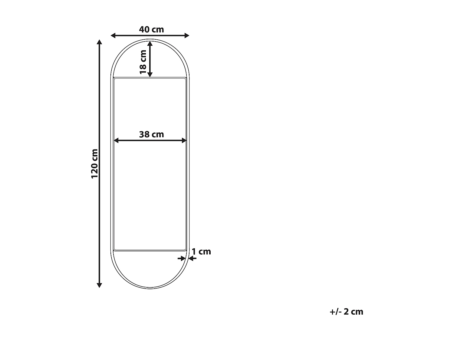 Miroir VALLERY 40 cm 120 cm Métal Noir