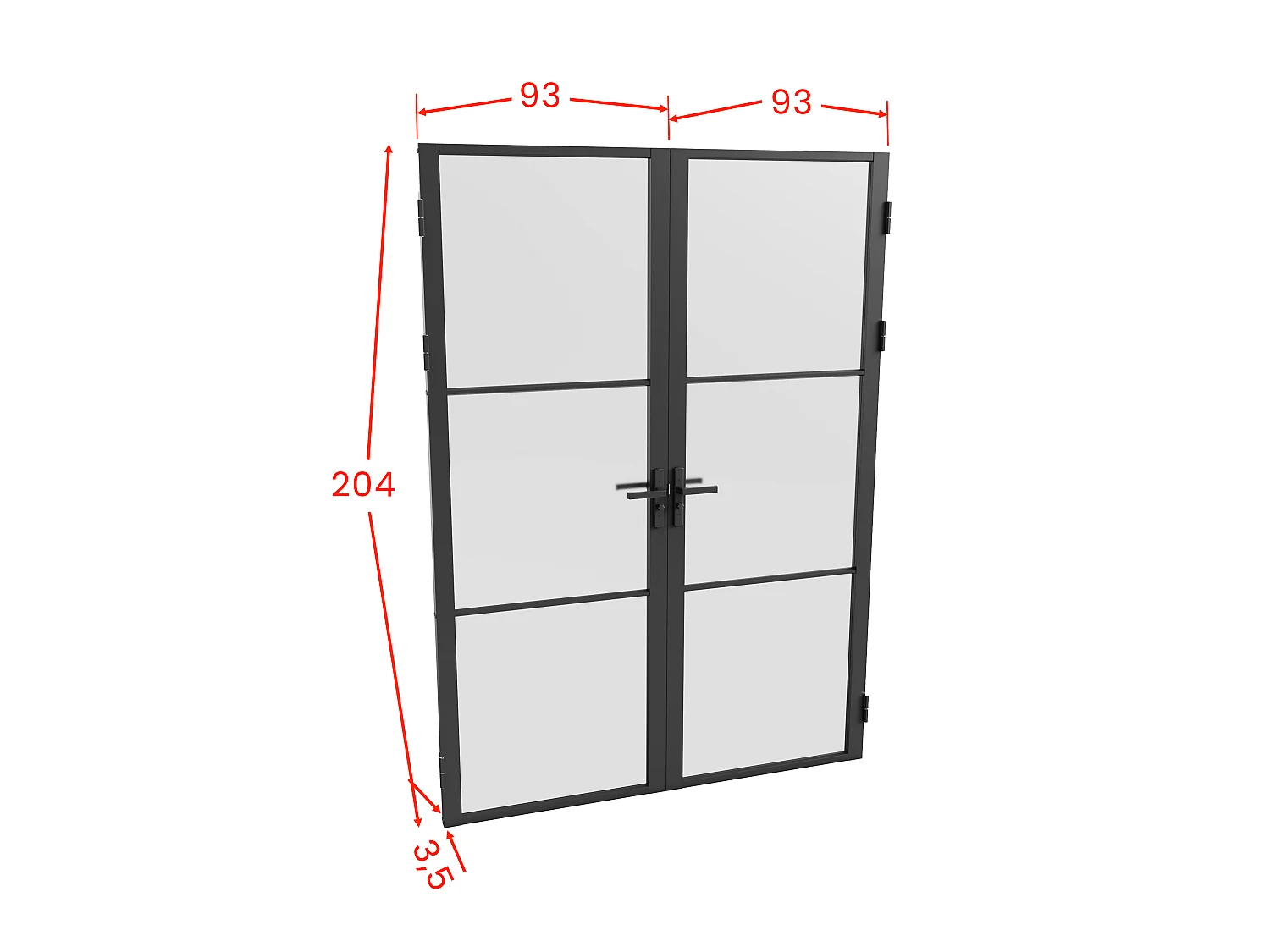 Bloc porte réversible à deux battants en aluminium et verre dépoli - 2 x H204 x L93 cm - Noir - MASERU