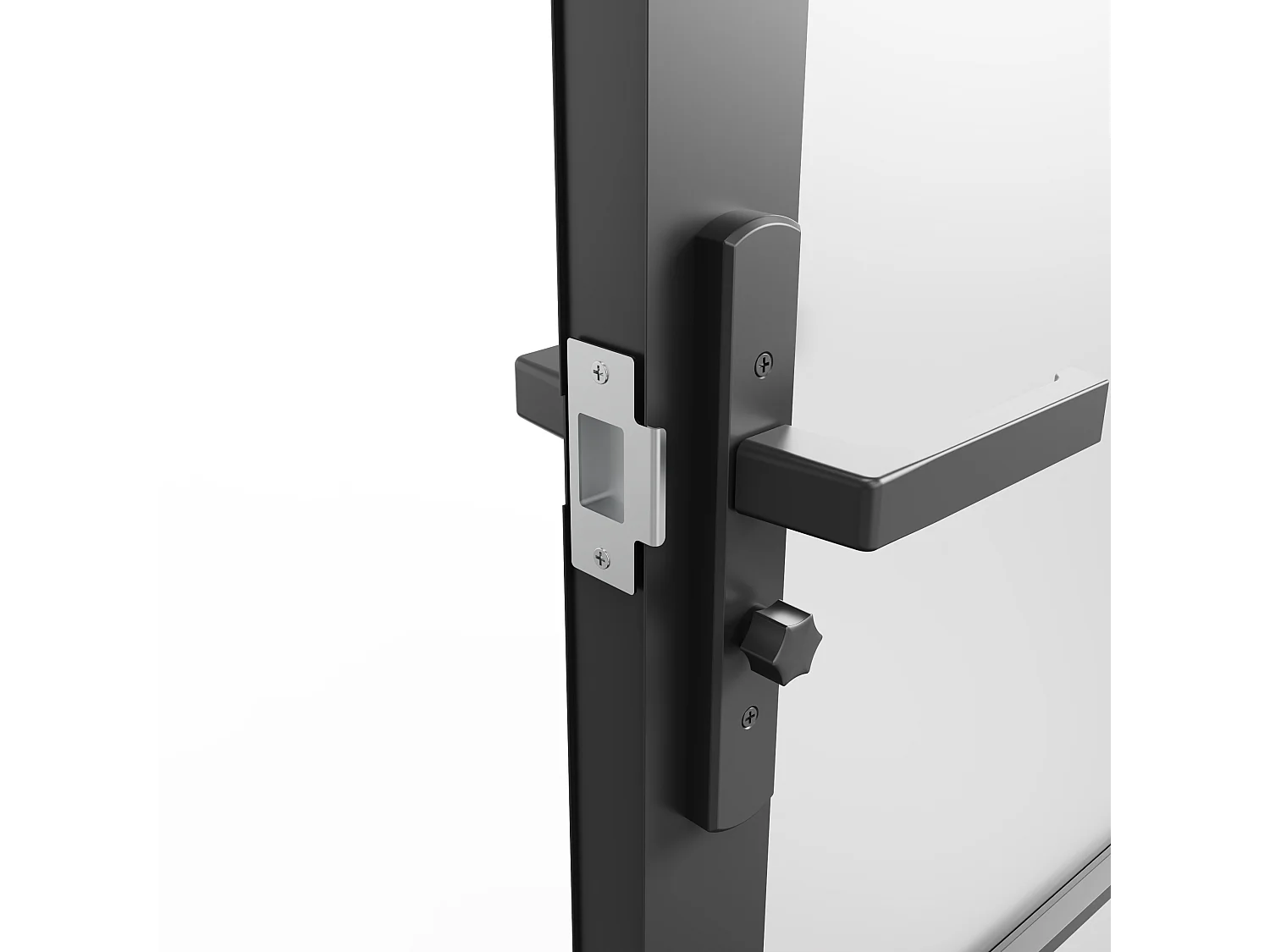 Blocco porta reversibile a due battenti 2 x H204 x L93 cm in Alluminio e Vetro smerigliato Nero  - MASERU