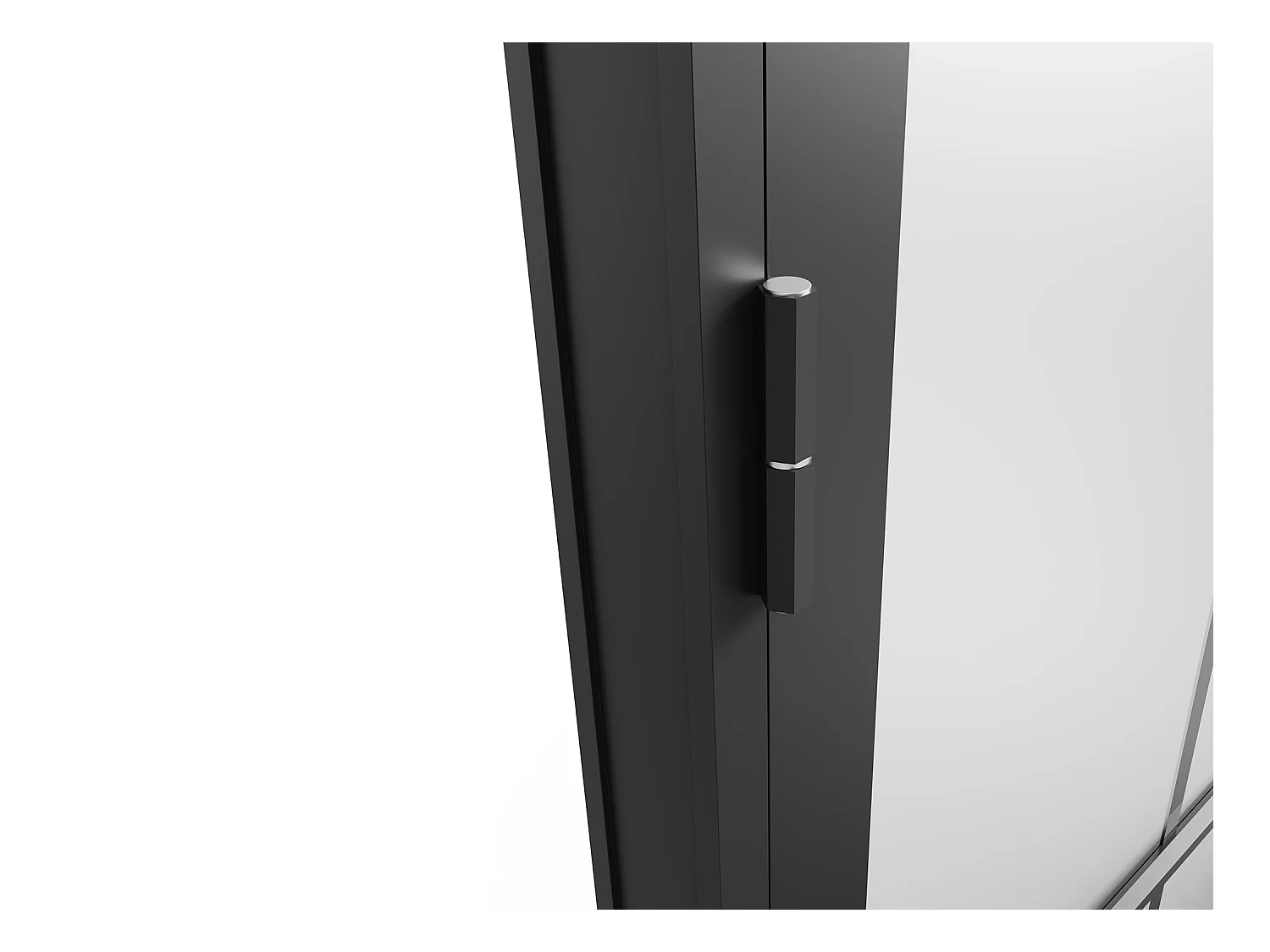 Tür-Set - wendbar - Aluminium & Glas mattiert - 204 x 73 cm - Schwarz - Schwarz - SEROTO