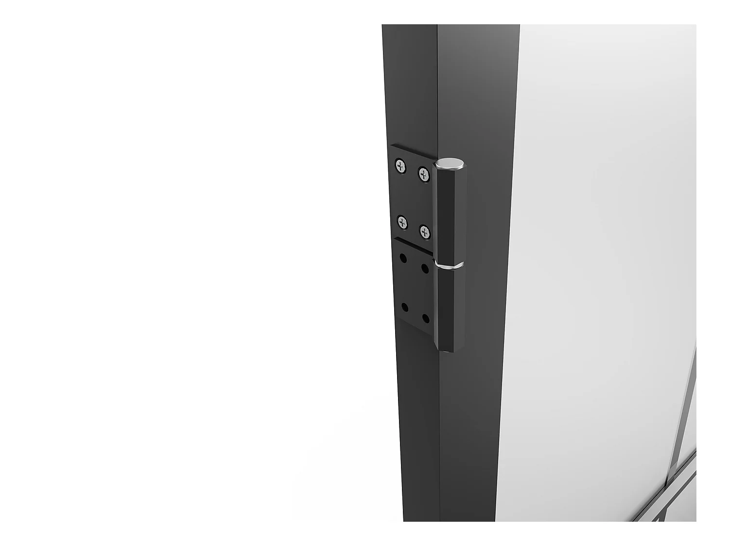 Tür-Set - wendbar - Aluminium & Glas mattiert - 204 x 73 cm - Schwarz - Schwarz - SEROTO