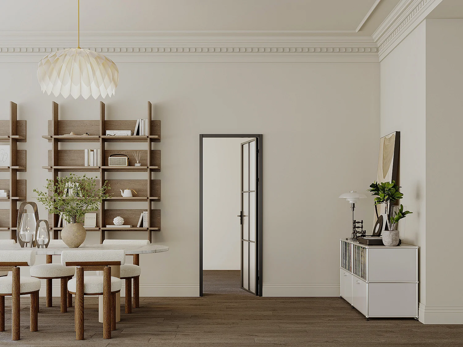 Tür-Set - wendbar - Aluminium & Glas mattiert - 204 x 73 cm - Schwarz - Schwarz - SEROTO