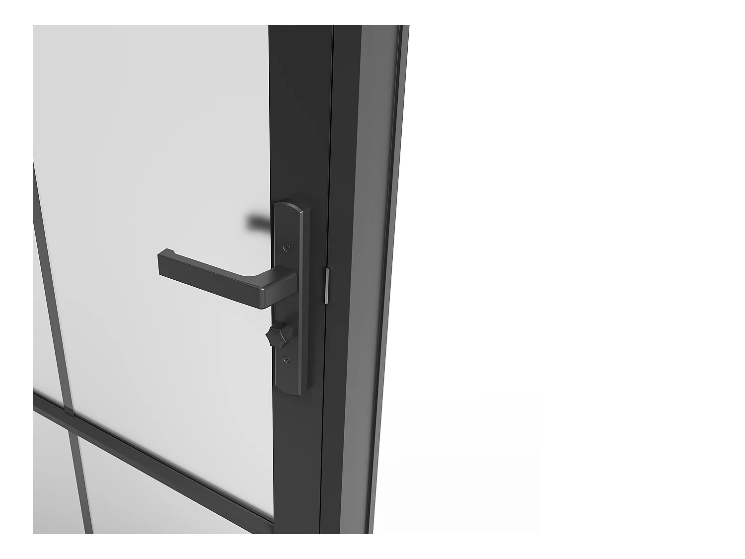 Puerta reversible de aluminio y cristal esmerilado - Alt. 204 x L73 cm - Negro - SEROTO