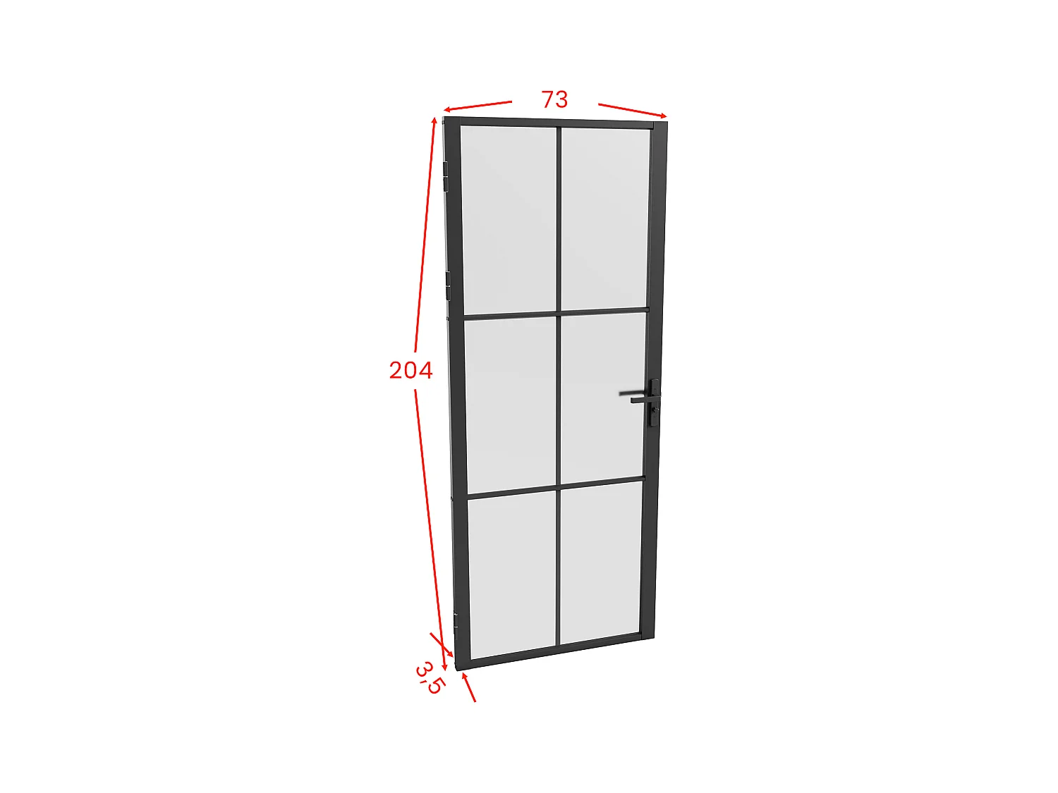 Puerta reversible de aluminio y cristal esmerilado - Alt. 204 x L73 cm - Negro - SEROTO
