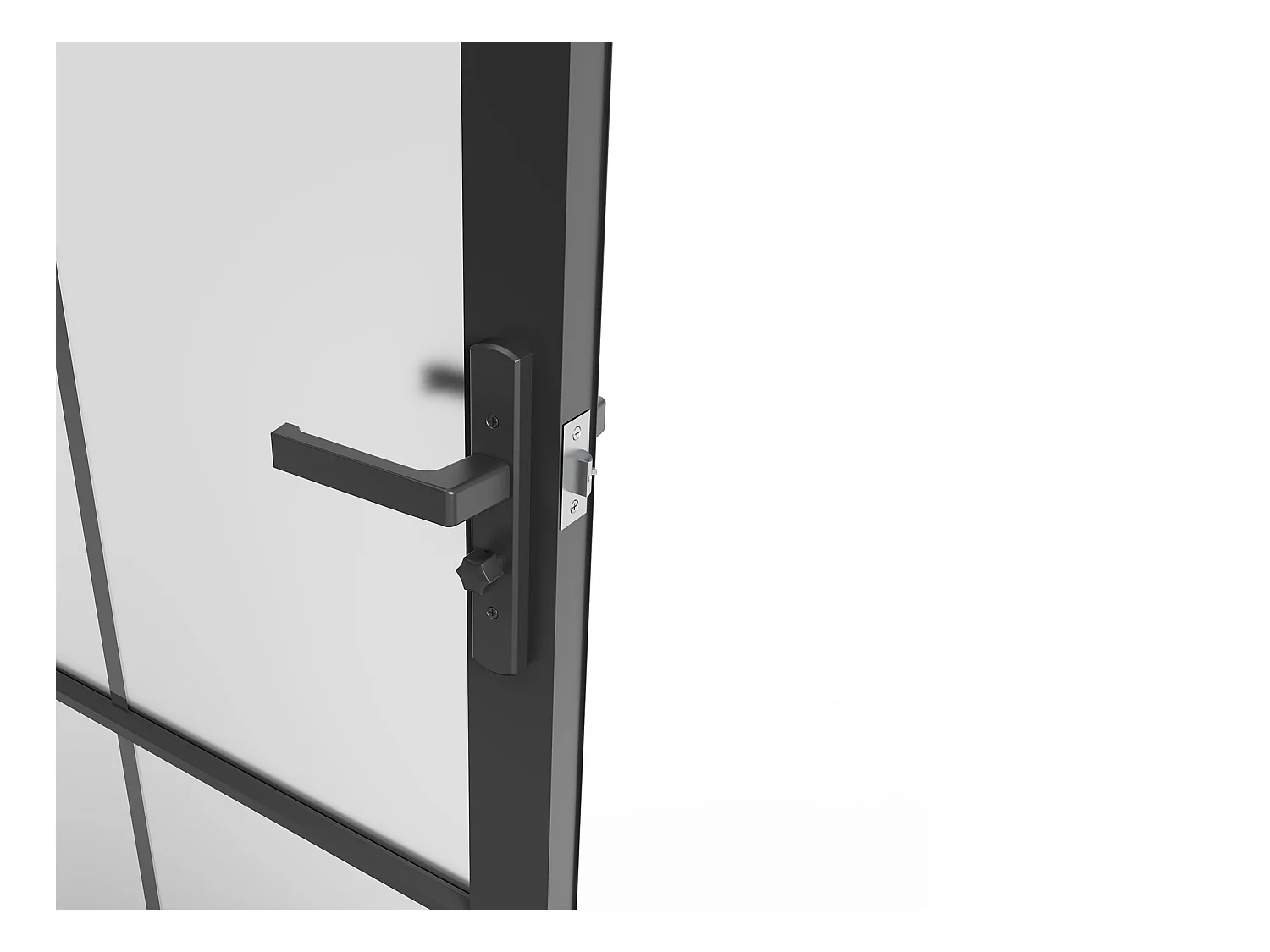 Puerta reversible de aluminio y cristal esmerilado - Alt. 204 x L73 cm - Negro - SEROTO