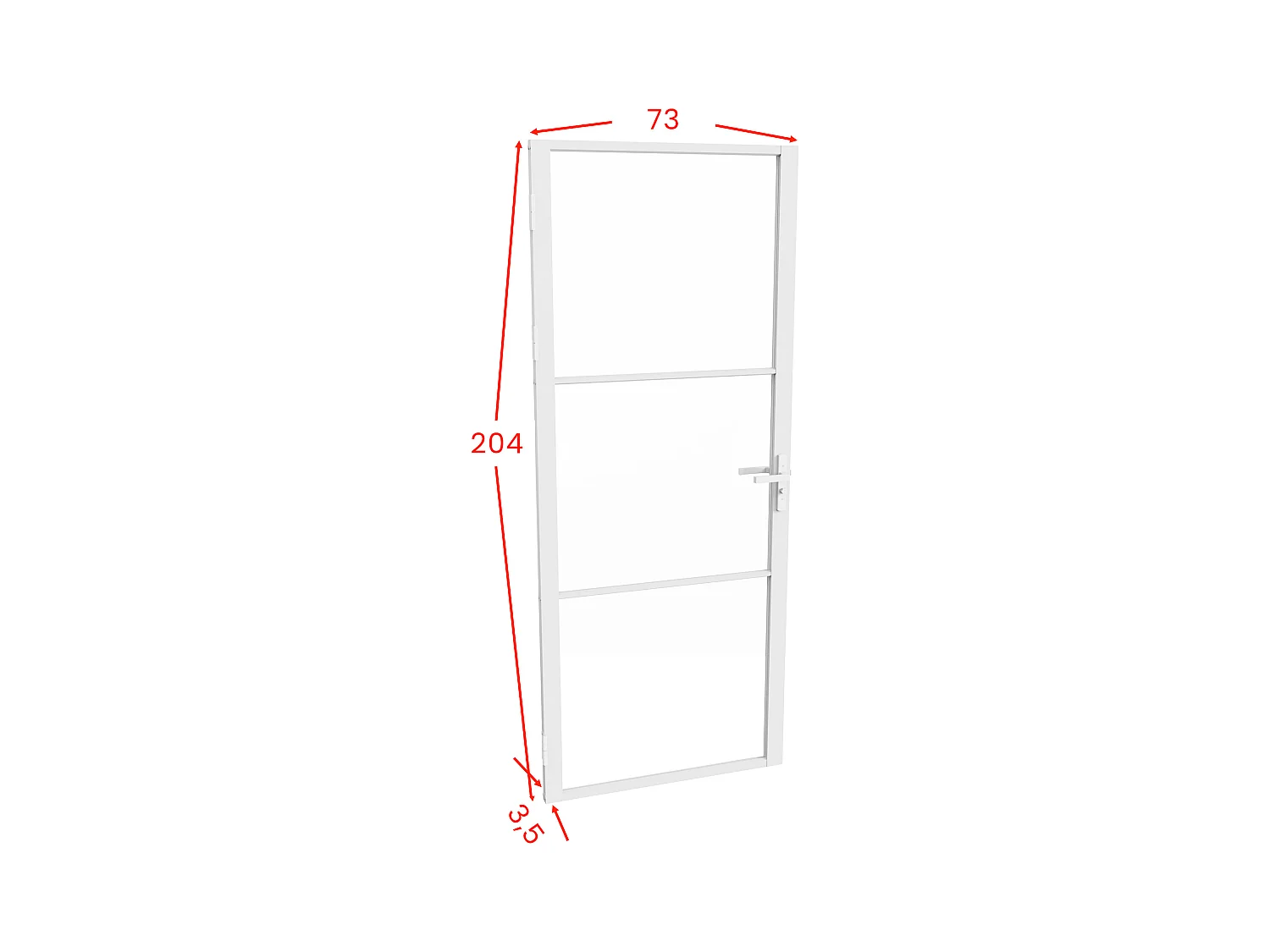 Puerta reversible de aluminio y vidrio templado - Alt. 204 x L73 cm - Blanco - MASERU